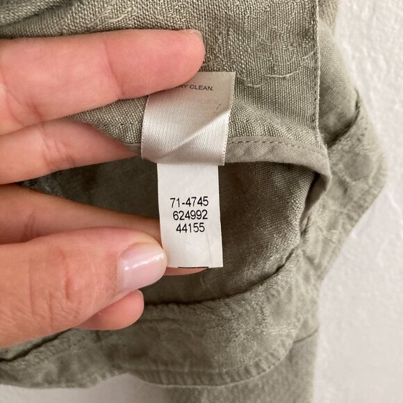 J Jill Linen Blend Green Button Front Jacket Floral Boho Lagenlook Size 10 - Picture 12 of 12
